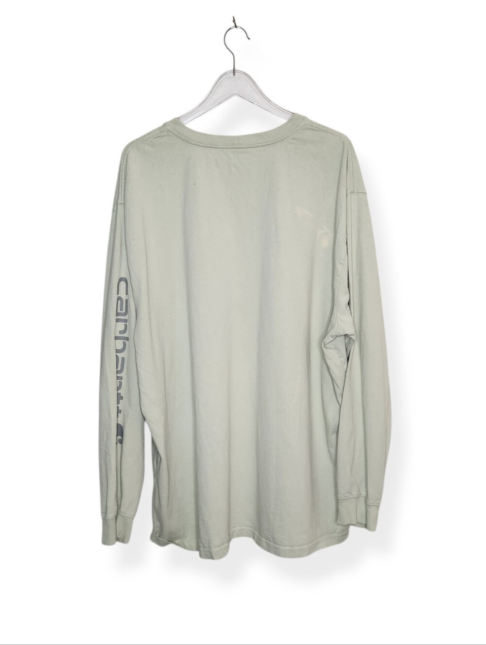 Carhartt Men's Sage Green Long Sleeve Cotton Tee with Logo Size 2XL T-Shirt